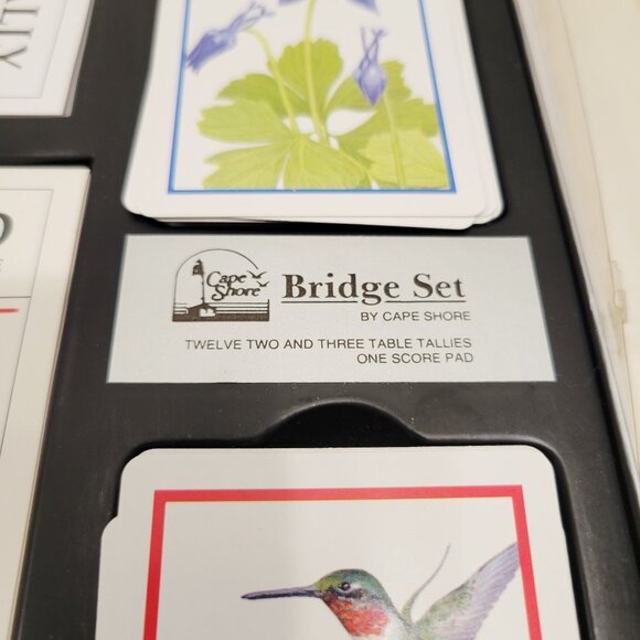 Vtg Bridge Card Game Set Cape Shore Humming Birds Tally Score Pad - Picture 3 of 5